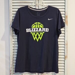NIKE DRI FIT BLIZZARD BASKETBALL T SHIRT Womens XL Navy Blue Sports Team Fan